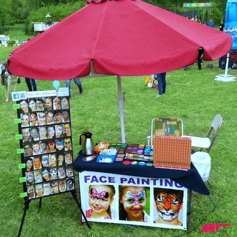 Face Paint Table Set Up, Waterproof Face Painting, Face Painting Table Set Up, Face Painting Stall Ideas, Face Painting Flyer, Face Paint Set Up Ideas, Face Painting Board Display, Face Painting Display Board, Face Paint Business