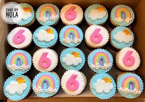 Rainbow themed cupcakes to go with Hattie’s cake... #decoratedcupcakes #cupcakestagram #instacupcakes #cupcakesofinstagram #fondantcupcakes #fondantcupcaketoppers #handcutfondant #rainbow #rainbowcupcakes #marshmallowfondant #partycupcakes #decoratedcupcakes Cupcakes With Rainbows On Top, Rainbow Themed Cupcakes, Rainbow Ruby Birthday Theme, Rainbow Theme Cupcakes, Rainbow Cupcakes Ideas, Rainbow Birthday Cupcakes, Pastel Rainbow Cupcakes, Cupcake Tumblr, Cupcakes To Go