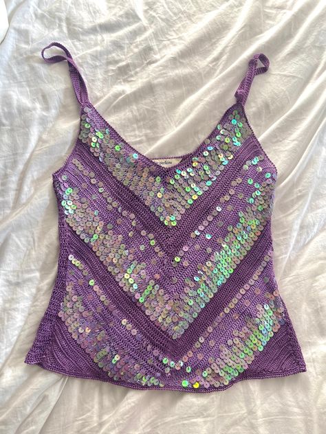 Y2k Mermaid Outfit, Sequin Crochet Top, Crochet Sequin Top, Crochet With Sequins, Glittery Clothes, Sparkly Clothes, Glittery Wedding Dress, Fairycore Top, Sequin Crochet