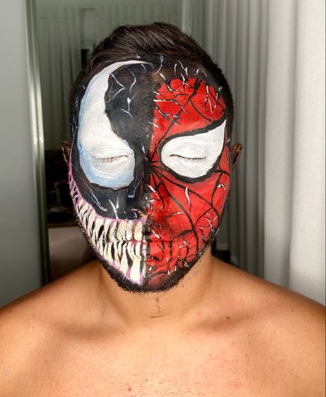 Instagram : makeup_batel.z
TikTok: zelta_batel Halloween Sfx Makeup Men, Venom Face Paint Easy, Diy Halloween Boys, Venom Face Paint, Spider Man Makeup, Spiderman Face Paint, Venom Makeup, Spider Man Face Paint, Spiderman Makeup