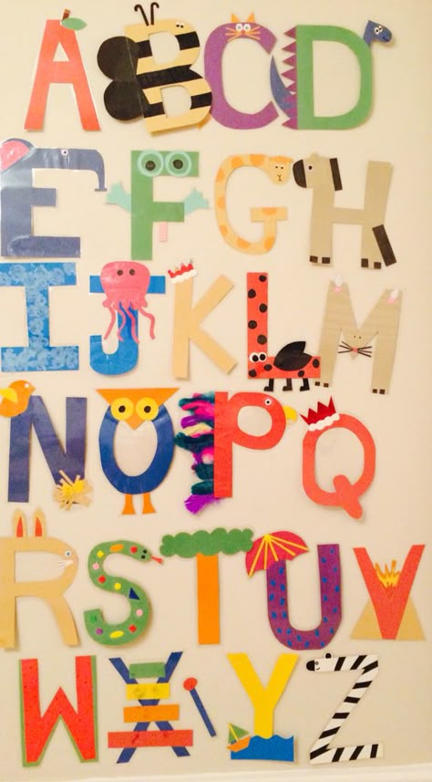 I made an alphabet for my lovely class (what else are school holidays for?) Preschool Letter Crafts, Alphabet Activities Kindergarten, Alphabet Crafts Preschool, Abc Crafts, Alphabet Letter Crafts, Letter Craft, Homeschool Preschool Activities, Preschool Letter, Letter Crafts