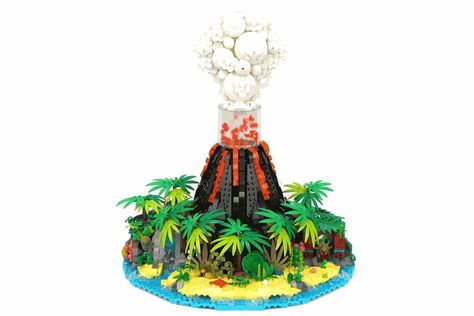 Working Volcano – With Erupting Lava! Lego Volcano, Erupting Volcano, Volcanic Eruption, Lego Projects, Ancient Ruins, Lego Ideas, Tropical Islands, Red Hot, Volcano