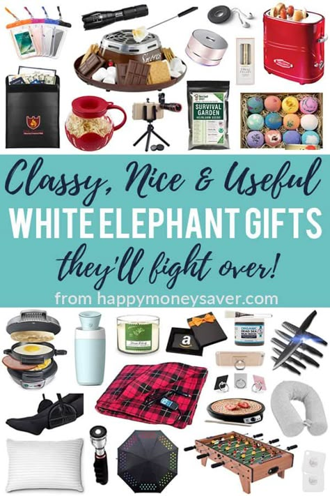 Useful White Elephant Gifts, Elephant Gifts Christmas, Happy Money Saver, White Elephant Ideas, Yankee Swap Gift, White Elephant Christmas, White Elephant Gift Exchange, Happy Money, White Elephant Gift Ideas