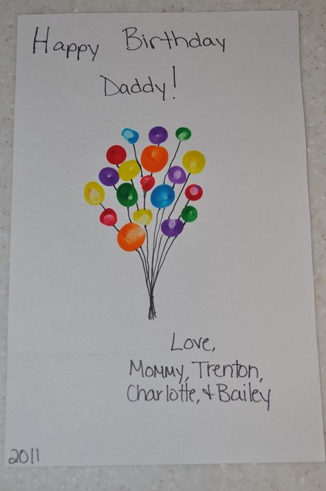 Fingerprint Balloons, Junk Drawers, Birthday Card For Dad, Anniversaire Diy, Homemade Birthday, Birthday Card Craft, Homemade Birthday Cards, Birthday Cards For Mom