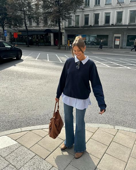 Sofia Boman | It’s giving back to school 👔🤎 blue on blue, yes or no?? | Instagram Sofia Boman, Scandinavian Outfit, How To Look Expensive, Modest Fits, Scandinavian Fashion, Fresh Outfits, Disco Outfit, Interview Outfit, Stockholm Fashion