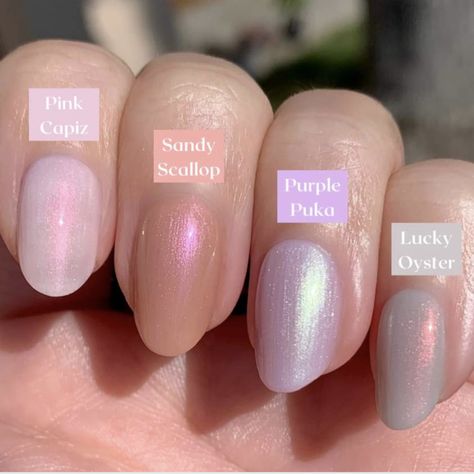 Iridescent Opal Chrome Nails, Clear Irridescent Nails Acrylic, Short Nail Designs Iridescent, Sheer Iridescent Nails, Soft Pink And Gold Nails, Irredescent Nails Light Pink, Nail Ideas Iridescent, Iridescent Lavender Nails, Irredescent Pink Nails