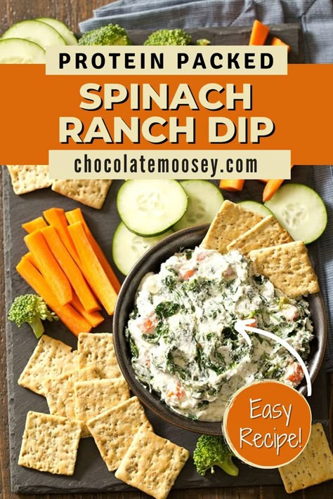 Our delicious Protein Packed Spinach Ranch Dip uses a secret ingredient to replace the mayonnaise. Simply throw this ingredient into the food processor, and now you have a smooth and creamy dip. To make the dip even creamier, I added some sour cream. To finish it off, when I was folding in the spinach, I added some fresh carrots for color and crunch. Serve with veggies or Homemade Pita Chips. Ranch Spinach Dip, Spinach Ranch Dip Recipe, Spinach Dip Without Sour Cream, Spinach Dip No Sour Cream, Spinach Dip With Ranch Packet, Spinach Dip With Knorr Vegetable, Sour Cream Veggie Dip, Spinach Dip Recipe Easy, Cold Spinach Dip Recipe Knorr