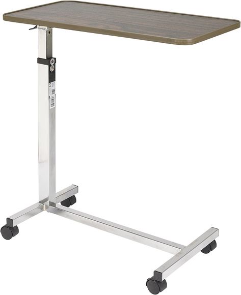 Amazon.com: Drive Medical Tilt-Top Overbed Table with Wheels, Walnut : Health & Household Over Bed Table, Overbed Table, Tilt Table, Table With Wheels, Swivel Casters, Bed Table, Drafting Desk, Chrome Plating, Standing Desk