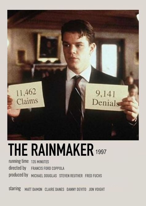 The Rainmaker Movie, Best Office Episodes, Polaroid Movie Poster, The Rainmaker, Netflix Movies To Watch, Movie Card, New Movies To Watch, Girly Movies, Great Movies To Watch