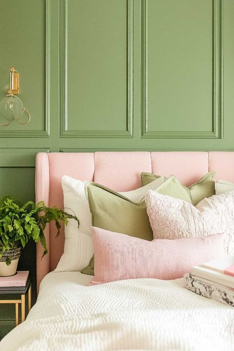 50+ Pink And Sage Bedroom Ideas Where Soft Meets Serene Green And Pink Bedding Ideas, Green And Pink Girls Bedroom, Mint And Pink Bedroom, Sage Bedroom Ideas, Green And Pink Bedroom Ideas, Green And Pink Bedroom, Pink And Green Bedroom, Sage Bedroom, Pink Dresser