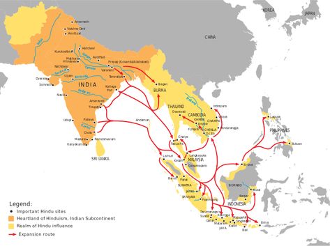 Hinduism expansion in Asia, from its heartland in Indian Subcontinent, to the rest of Asia, started circa 1st century Suriname People, Norway Places To Visit, India World Map, Nigeria Travel, Thailand Beach, Honduras Travel, Nicaragua Travel, Bolivia Travel, Ecuador Travel