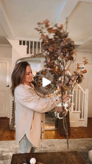 Andrea ✞ on Instagram: "Here is another branch DIY! Just pick a branch from your backyard or your neighbors. Grab a few stems or garland from dollar tree. Remove the leaves and hot glue onto the branch. It is easy is that🍂🍁

#DIY #crafting #Falll #florals #PumpkinSeason#halloweendecor #dollartree" Branch Diy, Branches Diy, Pumpkin Seasoning, Hot Glue, Dollar Tree, Glue, Floral, On Instagram, Instagram