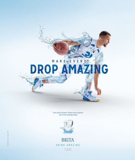 Steph Curry for Brita "Drink Amazing" on Behance Water Campaign, Tim Tadder, Brita Water Filter, Brita Filter, Car Advertising Design, 잡지 레이아웃, Nba Mvp, Water Poster, Water Branding