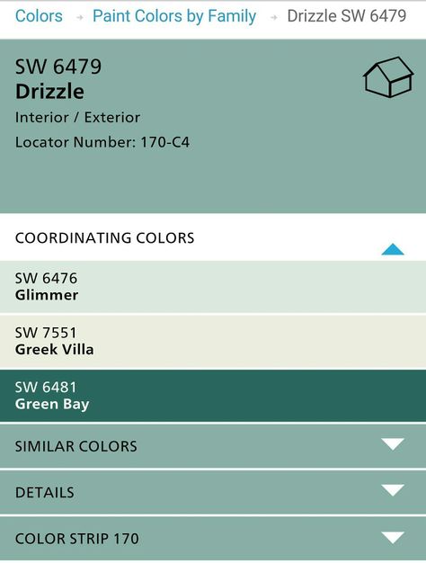 Sherwin Williams "Drizzle". Source: https://www.sherwin-williams.com/homeowners/color/find-and-explore-colors/paint-colors-by-family/SW6479-drizzle/#/6479/?s=coordinatingColors&p=PS0 Sherwin Williams Mindful Grey, Sw Drizzle, Sherwin Williams Drizzle, Mindful Grey, Blue Carpet Bedroom, Mindful Gray Sherwin Williams, Poised Taupe, Interior Paint Colors For Living Room, Interior Paint Colors Schemes