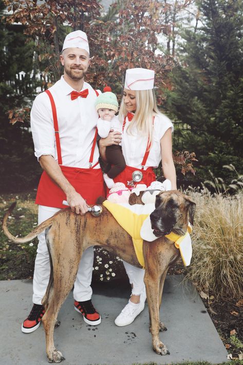 Ice Cream Parlor Costume, Ice Cream Family Halloween Costume, Family Ice Cream Costume, Ice Cream Shop Costume, Ice Cream Seller Costume, Dog Ice Cream Costume, Ice Cream Family Costume, Ice Cream Server Costume, Pregnant Ice Cream Costume