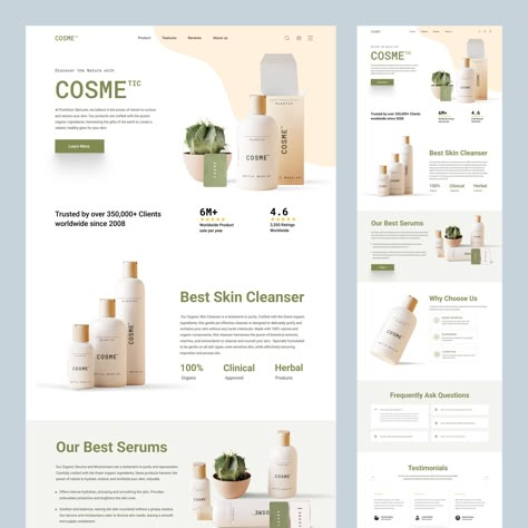 Website Design Inspiration Shopify, Beauty Product Website Design, Make Up Website Design, Shopify Store Design, Cosmetic Website Design, Cosmetics Website Design, Shine Pillow, Website Interface Design, Cosmetic Website