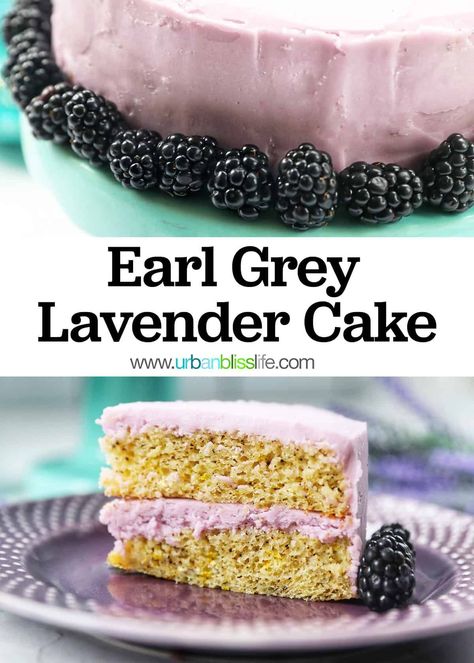 This beautiful, elegant earl grey lavender cake is perfect with tea, for brunch, birthdays, or a special afternoon snack. Recipe at UrbanBlissLife.com. Lavender Cake Recipe, Bread Recipes Breakfast, Earl Grey Lavender, Earl Grey Cake, Grey Cake, Desserts To Share, Cream Tarts, Cooking With Wine, Chandelier Cake