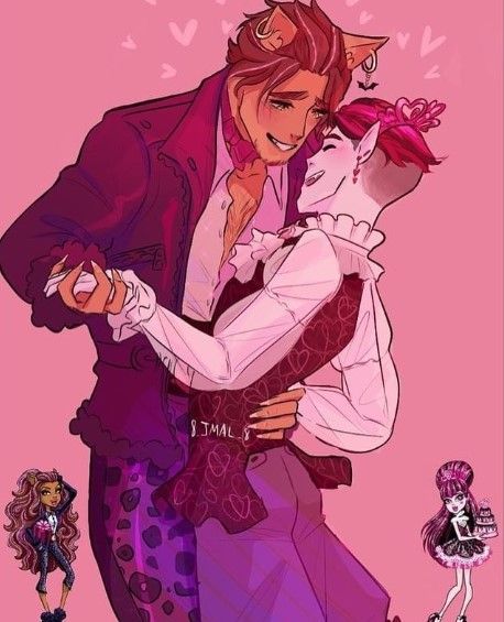 Clawdeen X Draculaura, Draculaura X Clawdeen, Clawdeen And Draculaura, Dancing Cartoon, Monster High Boys, Monster H, Cute Fanart, Arte Monster High, Monster Prom