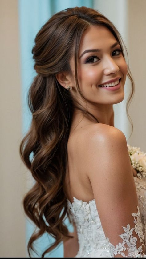 Looking for stunning half up half down bridesmaid hairstyles Explore a variety of options for all hair types - curly full easy medium length short braid and more From simple to intricate find the perfect half up hairstyle for your special occasion Half Up With Bangs Wedding, Bride Hairstyle Half Up Half Down, Half Do Wedding Hairstyles, Half Up Half Down Curly Bridal Hair, Wedding Hairstyles Half Up Half Down Blonde, Half Up Half Down Bridesmaids Hair, Medium Hair Length Bridesmaid Hairstyles, Half Up Do Bridesmaid Hair, Wedding Hairstyles Half Up Half Down With Braid