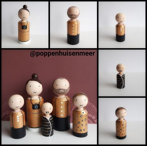 Peg Doll Designs, Peg Dolls Family, Peg Doll Family, Wood Peg Dolls, Diy Bebe, Noel Diy, Peg People, Shabby Chic Crafts, Doll Family