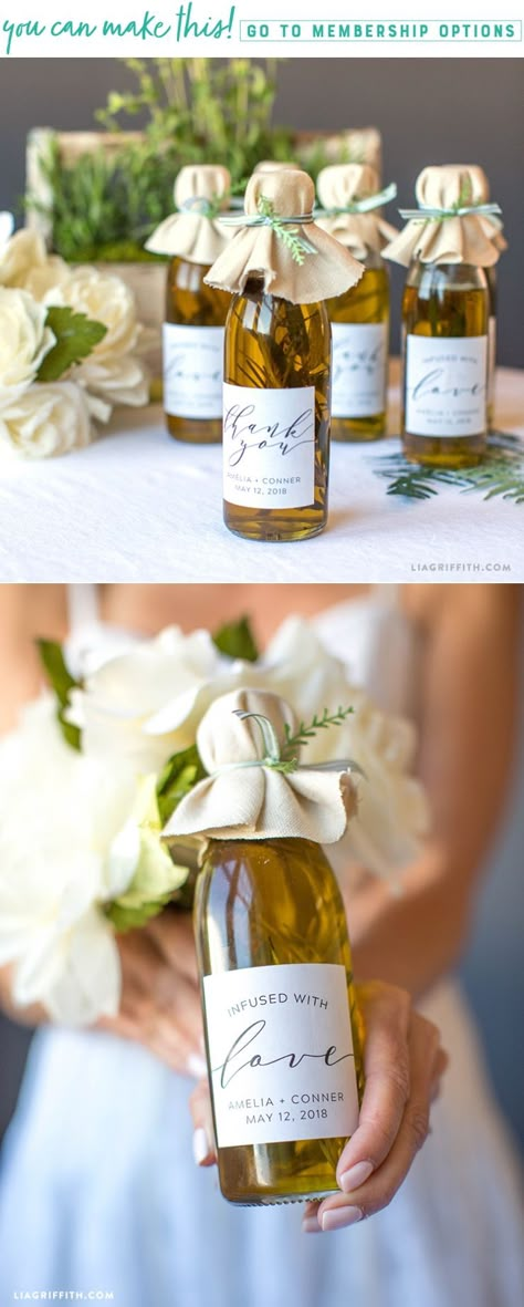 Diy Infused Olive Oil, Oil Wedding Favors, Olive Oil Wedding Favors, Infused With Love, Creative Wedding Favors, Inexpensive Wedding Favors, Homemade Wedding, Elegant Wedding Favors, Bridal Favors