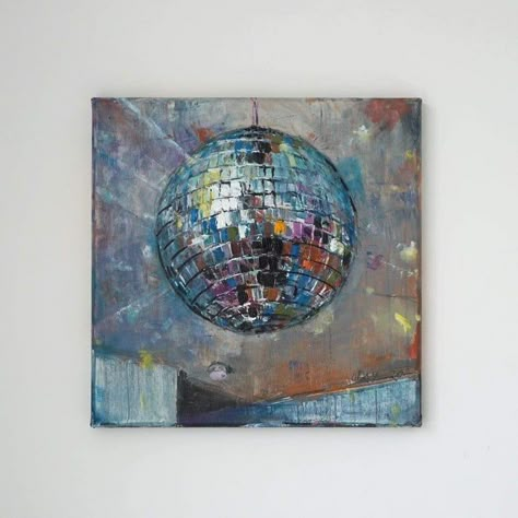 Paint A Disco Ball, Disco Ball Painting, Ball Painting, Art Corner, New Challenge, Dope Art, Art Collage Wall, Art Inspiration Painting, Painting Art Projects