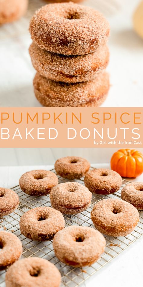 Donuts Recipes, Pumpkin Spice Donut, Fall Baking Recipes, Vegan Donuts, Pumpkin Recipes Dessert, Cooking Homemade, Homemade Donuts, Fall Dessert Recipes, Baked Donuts