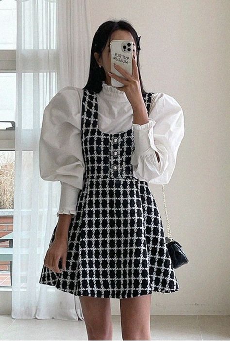 Tweed Flared Dress K Fashion, Korean Clothing, Flared Dress, La Girl, Dress For Girls, Shopping Website, Pinafore Dress, Beauty And Lifestyle, Shopping Websites