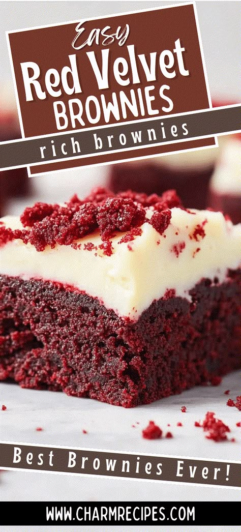 Red Velvet Brownies Red Velvet Brownie Cake, Dessert Recipes Red Velvet, Red Velvet Brownie Recipes, Red Velvet Cake Brownies, Red Velvet Brownie Cheesecake, Red Velvet Brookies, Red Velvet Brownies From Box Cake Mixes, Red Velvet Dump Cake, Red Velvet Cake Dessert