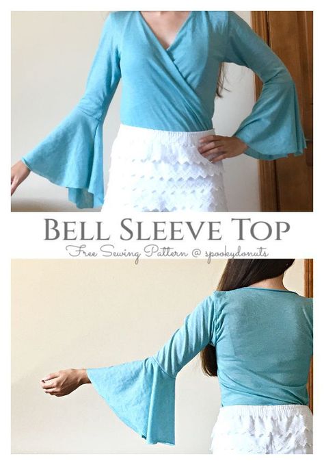 This Pin was discovered by Sewing Patterns. Discover (and save!) your own Pins on Pinterest. Bell Sleeve Top Sewing Pattern, Diy Bell Sleeve Top, Bell Sleeve Top Pattern, Bell Sleeves Pattern, Flare Sleeves Pattern, Fabric Art Diy, Bell Sleeve Pattern, Fabric Sewing Patterns, Free Sewing Pattern