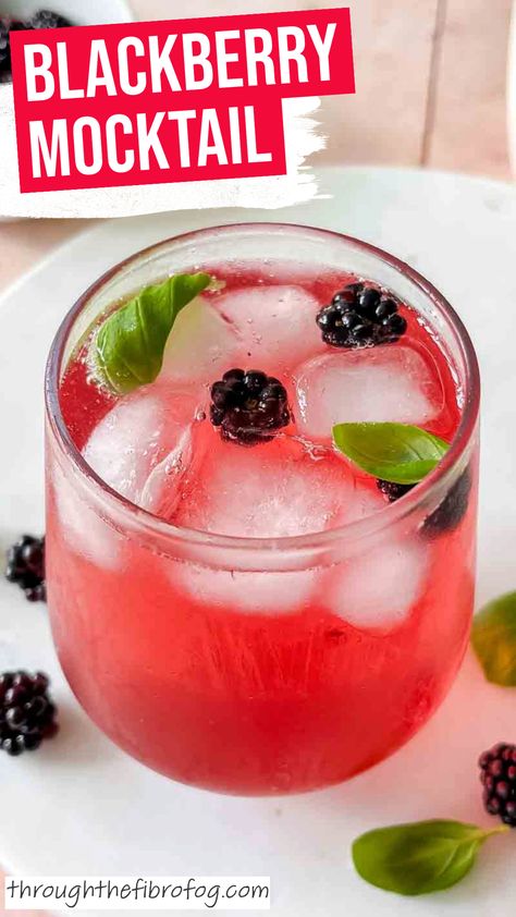 This sparkling blackberry mocktail combines fresh blackberries, basil and sparkling water. It's so easy to make for non alcoholic summer drinks with friends! Blackberry Mocktail, Alcoholic Summer Drinks, Blackberry Honey, Blackberry Syrup, Fibro Fog, Drinks With Friends, Fun Fruit, Summer Smoothies, Best Shakes