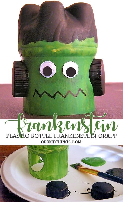 School Halloween Decorations, Frankenstein Craft, Water Bottle Crafts, Recycled Decor, Tire Art, Craft Halloween, Monster Craft, Homemade Halloween Decorations, Fun Halloween Crafts