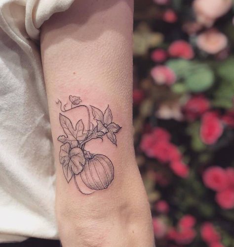 Pumpkin Plant Tattoo, Pumpkin Flower Tattoo, Pumpkin Vine Tattoo, Bloom Tattoo, Pumpkin Food, Lillies Tattoo, Pumpkin Tattoo, Pumpkin Vine, Planting Pumpkins