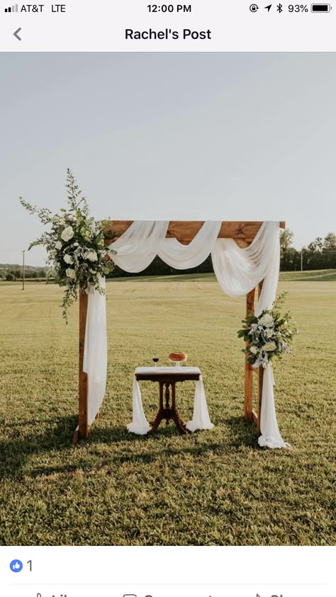 Pergolas Wedding Decorations, Simple Arch Decoration Wedding Outdoor Ceremony, Diy Wedding Pergola, Outdoor Ceremony Backdrop, Pergola Decorating Ideas Wedding, Wedding Backdrop Ceremony Outdoor, Simple Wedding Alter Ideas Outdoor, Easy Wedding Arch, Pergola Wedding