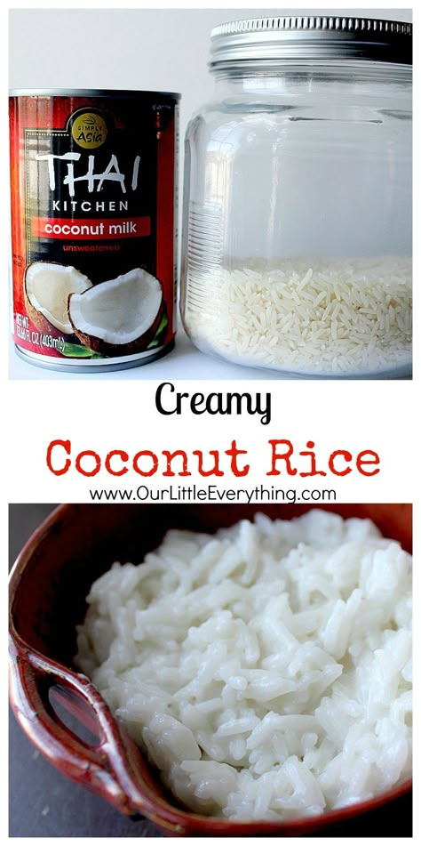 Creamy Coconut Rice, Coconut Rice Recipe, Coconut Milk Recipes, Rice Side Dishes, Coconut Rice, Coconut Recipes, Rice Recipe, Family Friendly Meals, Rice Dishes