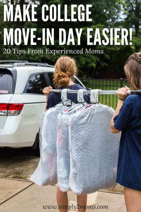 Learn what to expect on college move-in day from two moms who've been there! We share our16 tips & tricks to make move-in day go smoothly! Dorm Room Carpet Ideas, Packing Bedroom Moving Tips, Auburn Village Dorm, Dorm Move In Checklist, Ikea Dorm Hacks, College Move In Checklist, College Checklist Freshman, Rustic Dorm Room Ideas, Dorm Common Room Decor