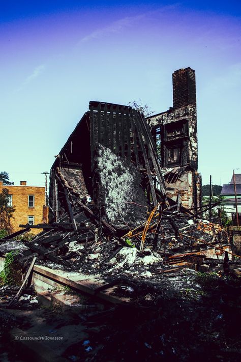 Burned down house. Brownsville, Pennsylvania. Burnt Down House, Brownsville Pennsylvania, Burned Down House, Burnt House, Culture Collage, Game Pics, Hidden Book, Burning House, Building Aesthetic