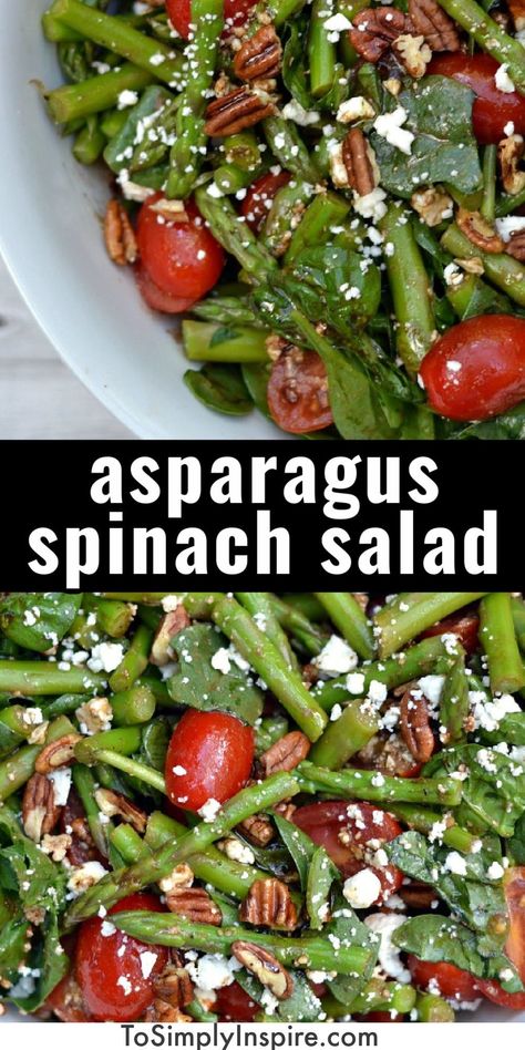 Aspargus Salad, Cold Asparagus, Tomato Feta Salad, Asparagus Side, Asparagus Salad Recipe, Asparagus Side Dish, Healthy Spring Recipes, Homemade Balsamic Vinaigrette, Salad With Tomatoes