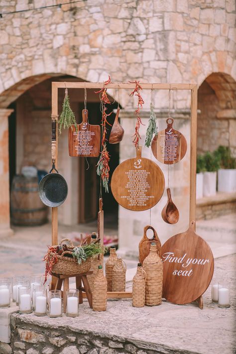 Natural beauty shines in luxury destination wedding in Crete, Greece two brides lesbian wedding nature outdoors greenery hills wooden decor Greenery Party, Decoration Nature, Table Set, Rustic Wedding Seating, Deco Champetre, Unique Wedding Decor, Wedding Design Decoration, Luxury Destinations, Luxury Destination Wedding