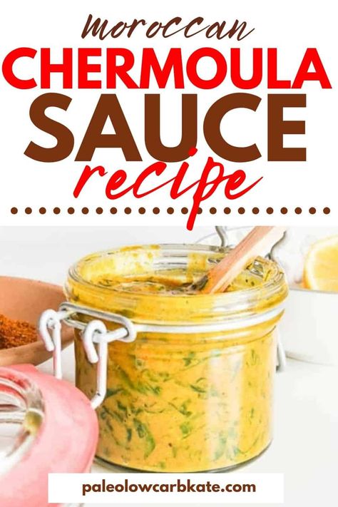 Moroccan Sauce, Chermoula Recipe, Chermoula Sauce, Cheesy Cauliflower Soup, Relish Sauce, Fish Marinade, Moroccan Recipes, Moroccan Dishes, Simple Dressing