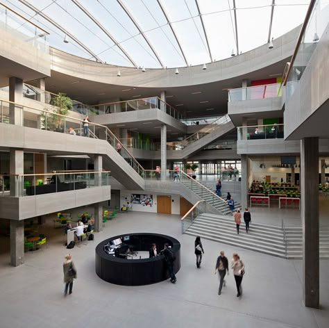 schmidt hammer lassen architects: campus aarhaus N at the VIA university college Opening Architecture, Central Atrium, Atrium Design, School Building Design, College Architecture, Campus Design, University Architecture, School Campus, Education Architecture