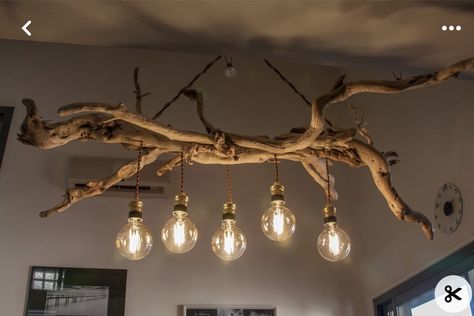 Driftwood Chandelier, Camper Living, Drift Wood, Wood Lamps, Kitchen Redo, Diy Lamp, Laminate Flooring, Wood Diy, Rustic Decor