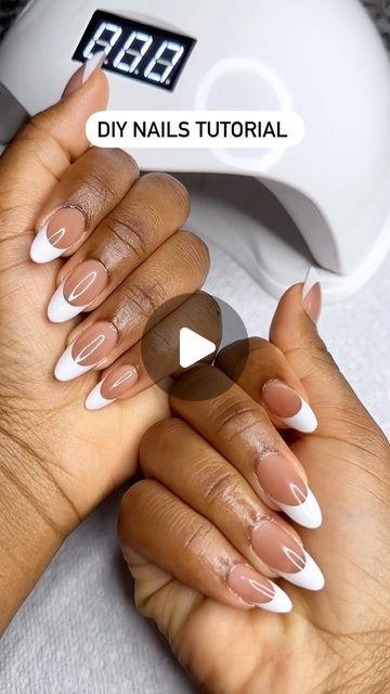 MIRRIAM| Fashion Beauty Travel on Instagram: "DIY nail tutorial. Products linked in bio. Nails can last up to 3 weeks. Nail salon where 👀 You can do it all by yourself lol #diybeauty #diynails #nailsathome #pressonnails #diyqueen" Nail Art Designs Easy At Home, Diy French Manicure At Home, Press On Nails Tutorials, French Tip Hacks, How To Do French Tips Nails At Home, Diy French Tip Nails, Diy Gel Nails At Home, Diy Wedding Nails, Diy Press On Nails