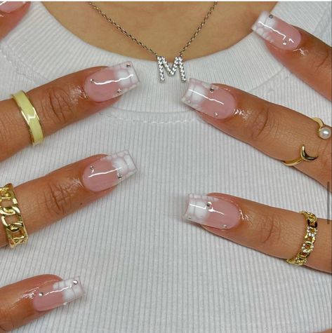 Ongles Bling Bling, Bday Nails, Milky Nails, Work Nails, Classy Acrylic Nails, Short Square Acrylic Nails, Square Acrylic Nails, Dream Nails, Funky Nails