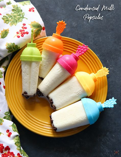 Condensed milk popsicles recipe Condensed Milk Popsicles, Popcicles Recipes, Popsicle Recipe For Kids, Creamy Popsicles, Popsicles Recipes, Milk Popsicles, Homemade Condensed Milk, Popsicles Recipe, Summer Cookout