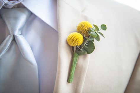 Billy Balls Wedding, Yellow Boutonniere, Billy Balls, Linen Suit, Anniversary Parties, Party Fashion, Boutonniere, Colorful Decor, Got Married