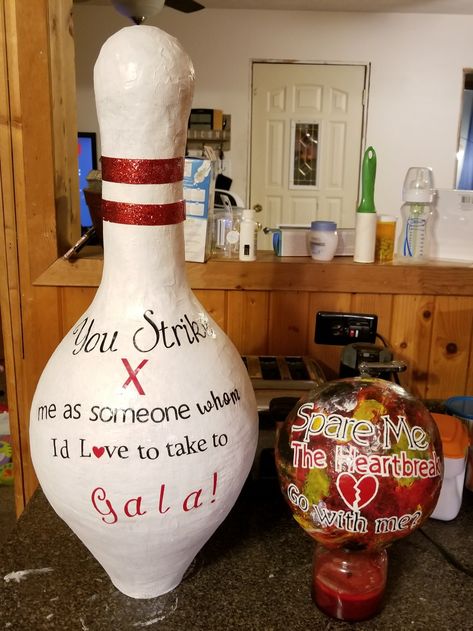 Bowling Promposal, Bowling Hoco Proposal, Bowling Promposal Ideas, Fall Ball Proposal Ideas, Formal Proposals, Sadies Proposal, Prom Posters, Fall Ball, Bowling Gifts