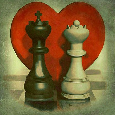 Chess King and Queen Love #chess #art #heart #digitalart by Donna Weber Chess King And Queen, Queen Painting, Chess Art, King Chess Piece, King Chess, Queen Chess, Queen Chess Piece, Chess King, Chess Queen