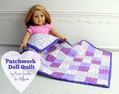 Doll Sleeping Bag Pattern, American Girl Doll Quilt, Patchwork Doll, Doll Sleeping Bag, Baby Doll Bed, Valentines Baby Shower, Doll Quilts, Modern Patchwork, Diy Barbie Furniture