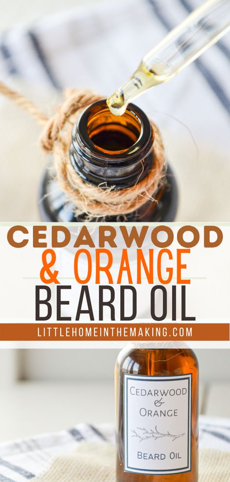 When it comes to DIY gifts for men, this Cedarwood and Orange Beard Oil is the cream of the crop! Perfect for your favorite bearded man, and easy to make in less than 5 minutes! This tutorial includes FREE Printable Labels for a polished DIY Father's Day Gift. It's not easy to buy for the guy who has everything, but this beard oil is one of the few Father's Day Gift Ideas that he will actually use! Silky, soft, smooth, and tames those pesky flyaway beard hairs without adding too much weight ... Beard Oil Recipes Diy For Men, How To Make Beard Balm, Diy Beard Shampoo, Diy Man Gifts, Beard Oil Recipe Diy For Black Men, Beard Shampoo Recipe Diy, Beard Wash Recipe Diy, Diy Gifts Men, Diy Beard Oil Recipe